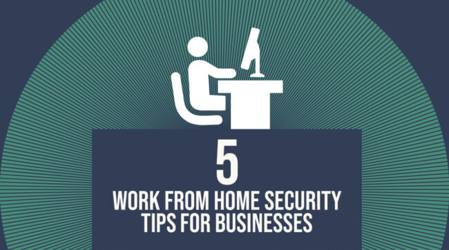 Person At Computer With The Words "5 Work From Home Security Tips For Business"